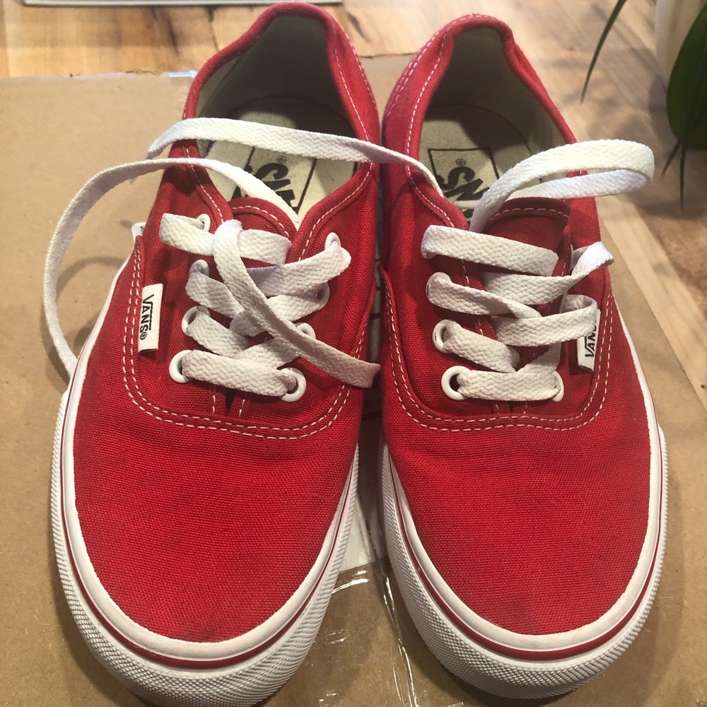 Red classic lace up vans